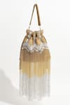 Shop_The Tan Clan_Gold Embellished Jhoomar Bead Potli Bag With Handle _at_Aza_Fashions