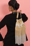 The Tan Clan_Gold Embellished Jhoomar Bead Potli Bag With Handle _Online_at_Aza_Fashions