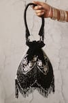 Buy_The Tan Clan_Black Embellished Keisha Tassel Potli _at_Aza_Fashions