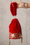 Buy_The Tan Clan_Red Embroidery Lagan Bridal Zardozi Potli _at_Aza_Fashions
