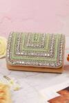 The Tan Clan_Green Embellished Nysa Stone Clutch _Online_at_Aza_Fashions