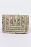 Shop_The Tan Clan_Green Embellished Nysa Stone Clutch _at_Aza_Fashions