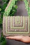 The Tan Clan_Green Embellished Nysa Stone Clutch _at_Aza_Fashions