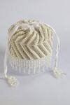 Shop_The Tan Clan_White Pearls, Cut Work Petite Embroidered Mini Potli Bag _at_Aza_Fashions