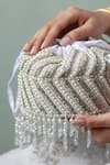 The Tan Clan_White Pearls, Cut Work Petite Embroidered Mini Potli Bag _Online_at_Aza_Fashions