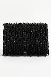 Shop_THE TAN CLAN_Black Embellished Rosa Beads Flap Over Clutch _Online_at_Aza_Fashions