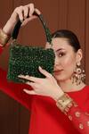 Buy_THE TAN CLAN_Green Embellished Rosa Beaded Flap Over Clutch _at_Aza_Fashions