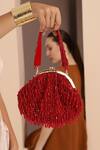 THE TAN CLAN_Red Embellished Rosa Crystal Potli Bag _Online_at_Aza_Fashions