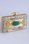 Buy_The Tan Clan_Gold Stones Sahiba Textured Clutch 