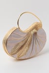 The Tan Clan_Gold Crystals Saniya Mother Of Pearl Embellished Clutch _Online_at_Aza_Fashions