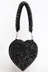 Shop_The Tan Clan_Black Rhinestones Scarlett Embellished Mini Heart-shaped Clutch _at_Aza_Fashions