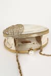 The Tan Clan_Gold Mother Of Pearl Seep Embellished Clutch _at_Aza_Fashions