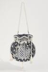 Buy_The Tan Clan_Grey Pearls Sukoon Hand Embellished Potli _at_Aza_Fashions