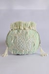 Shop_The Tan Clan_Blue Pearls Sukoon Embellished Potli _at_Aza_Fashions