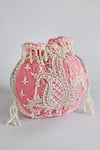 THE TAN CLAN_Pink Pearls Sukoon Hand Work Potli _Online_at_Aza_Fashions