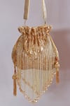 Shop_THE TAN CLAN_Gold Beads Twinkle Tassels Potli _at_Aza_Fashions