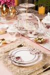 Buy_Vigneto_Pink Finest Premium Porcelain Rose Garden Embossed Dinner Set_at_Aza_Fashions