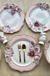 Vigneto_Pink Finest Premium Porcelain Rose Garden Embossed Dinner Set_Online_at_Aza_Fashions