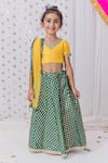 Buy_Tiny Pants_Green Chanderi Floral Motif Pattern Lehenga Blouse Set _at_Aza_Fashions