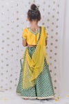 Shop_TINY PANTS_Green Chanderi Floral Motif Pattern Lehenga Blouse Set _at_Aza_Fashions