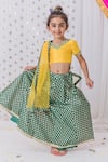 Buy_TINY PANTS_Green Chanderi Floral Motif Pattern Lehenga Blouse Set _Online_at_Aza_Fashions