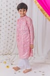 Tiny Pants_Pink Georgette Embroidery Geometric Sequin Kurta Set_Online_at_Aza_Fashions