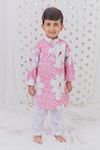 TINY PANTS_Pink Georgette Mirror Work Mosaic Flora Kurta Set _at_Aza_Fashions