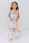 TINY PANTS_White Georgette Marigold Bloom Kurta Sharara Set _at_Aza_Fashions