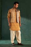 Buy_Charkhee_Multi Color Kurta Stripe Dori Pattern Nehru Jacket And Set _at_Aza_Fashions