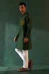 Shop_Charkhee_Green Chanderi, Cotton, Poplin Straight Kurta With Pant _at_Aza_Fashions