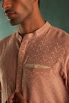 Buy_Charkhee_Pink Kurta And Lining Cotton Embroidery Chevron Work Straight With Pant _Online_at_Aza_Fashions