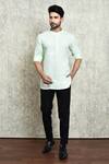 Buy_Arihant Rai Sinha_Green Linen Plain Short Kurta _at_Aza_Fashions