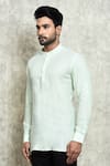 Buy_Arihant Rai Sinha_Green Linen Plain Short Kurta _Online_at_Aza_Fashions