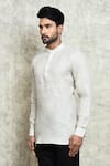 Buy_Arihant Rai Sinha_Beige Linen Plain Short Kurta _Online_at_Aza_Fashions