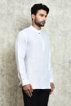 Shop_Arihant Rai Sinha_Pink Linen Plain Yarn Dyed Short Kurta _Online_at_Aza_Fashions