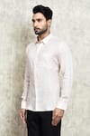 Buy_Arihant Rai Sinha_Peach Linen Digital Prints Geometric Shirt _Online_at_Aza_Fashions