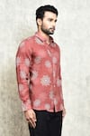 Shop_Arihant Rai Sinha_Red Linen Printed Floral Shirt _Online_at_Aza_Fashions