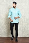 Buy_Arihant Rai Sinha_Sky Blue Linen Solid Shirt _at_Aza_Fashions