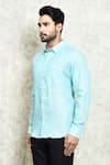 Buy_Arihant Rai Sinha_Sky Blue Linen Solid Shirt _Online_at_Aza_Fashions