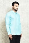 Shop_Arihant Rai Sinha_Sky Blue Linen Solid Shirt _Online_at_Aza_Fashions