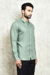 Shop_Arihant Rai Sinha_Green Linen Solid Plain Shirt _Online_at_Aza_Fashions