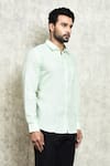 Shop_Arihant Rai Sinha_Green Linen Solid Plain Formal Shirt _Online_at_Aza_Fashions