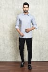 Buy_Arihant Rai Sinha_Grey Linen Yarn Dyed Shirt _at_Aza_Fashions