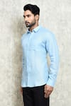 Buy_Arihant Rai Sinha_Blue Linen Yarn Dyed Shirt _Online_at_Aza_Fashions