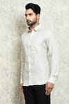 Buy_Arihant Rai Sinha_Beige Linen Yarn Dyed Long Sleeves Shirt _Online_at_Aza_Fashions