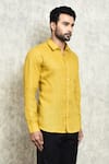 Shop_Arihant Rai Sinha_Yellow Linen Yarn Dyed Plain Shirt_Online_at_Aza_Fashions