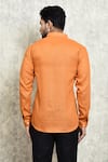 Shop_Arihant Rai Sinha_Orange Linen Yarn Dyed Button Down Shirt_at_Aza_Fashions