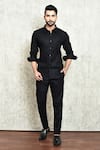 Buy_Arihant Rai Sinha_Black Linen Yarn Dyed Solid Button Down Shirt _at_Aza_Fashions