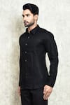 Buy_Arihant Rai Sinha_Black Linen Yarn Dyed Solid Button Down Shirt _Online_at_Aza_Fashions