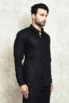 Shop_Arihant Rai Sinha_Black Linen Yarn Dyed Solid Button Down Shirt _Online_at_Aza_Fashions